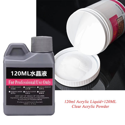 120ml EMA Polymer Acrylic Liquid & Powder - Pink Nail Builder for Dipping, Carving, Acrylic Powder, and Nail Tip Extensions