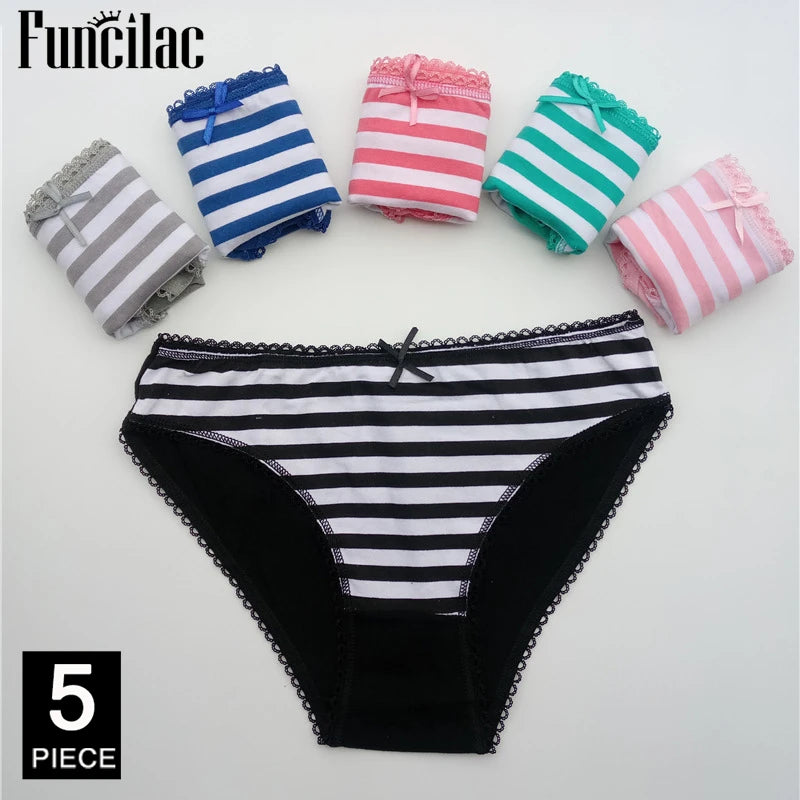 5-Pcs Women’s Cotton Panties Set – Sexy Bikini Briefs for Girls & Ladies, Free Shipping