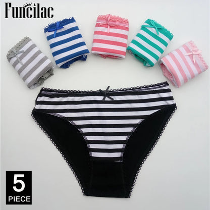 5-Pcs Women’s Cotton Panties Set – Sexy Bikini Briefs for Girls & Ladies, Free Shipping