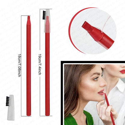 2PCS Professional Microblading Brow & Lip Contour Pens — Waterproof Permanent Tattoo Eyebrow and Red Lip Makeup Tint Pens