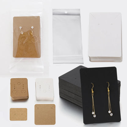 50 Sets Earring & Necklace Display Cards with Self-Seal Kraft Paper Bags – DIY Jewelry Packaging