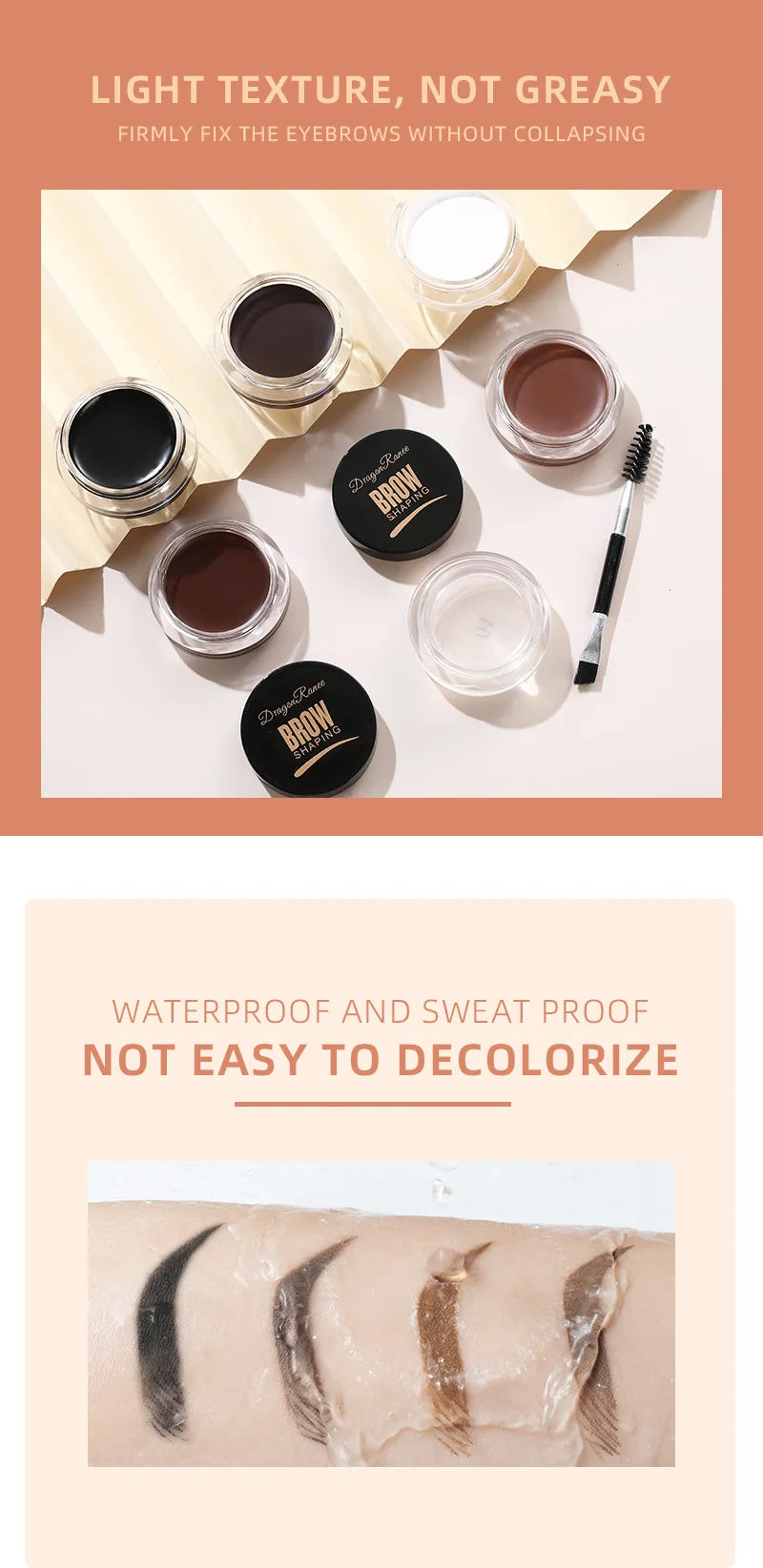 Matte Eyeliner & Eyebrow Cream Gel – Waterproof, Long-Lasting Brow Contouring Cream in Brown & Black for Wild Brows & Concealer