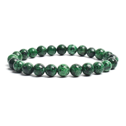 Natural Stone Bead Bracelet - Amethyst Crystal Quartz Aquamarine Jade Agate Elastic Bangle Jewelry for Women & Men