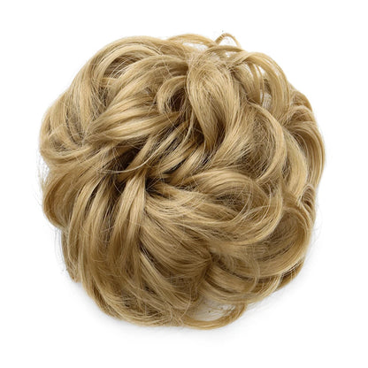 Synthetic Messy Bun Chignon Donut – Blonde & Brown Hair Bun Pad, Elastic Hair Rope, Rubber Band Hair Extensions for Women