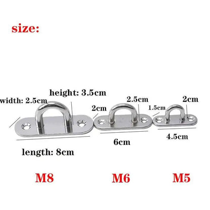 304 Marine Grade Stainless Steel Oval Eye Deck Buckle Staple Set – M5 M6 M8 Fasteners for Boat Shade Sail Mounting