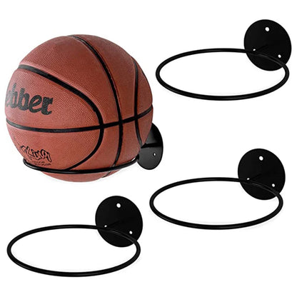 Wall-Mounted Multi-Purpose Basketball and Football Holder - Iron Ball and Hat Storage Rack - Space-Saving Room Decor