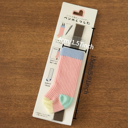 Retro Contrast-Color Pen Holder Strap - Elastic Journal Binding Band with Ruler