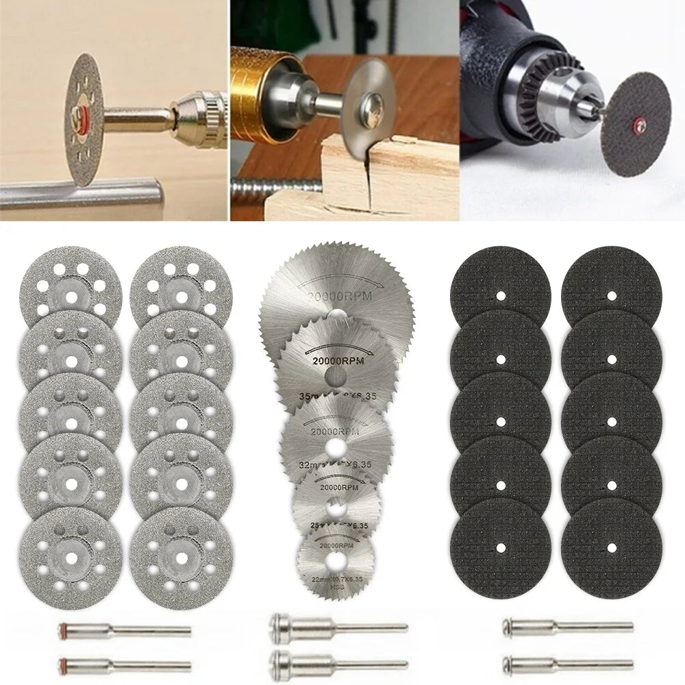 6-32Pcs Mini Circular Saw Blade Set - Sanding Grinding Cutting Discs for Dremel Rotary Tools & Metal Projects