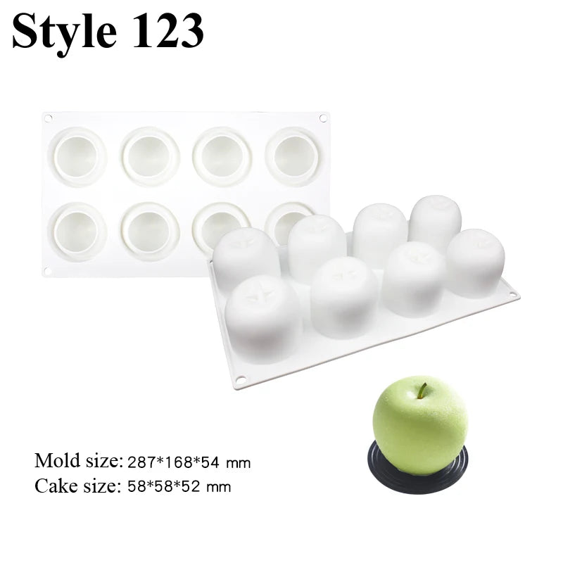 SHENHONG Silicone Fruit Mousse Cake Molds – Orange, Apple, Pear, Mango, Strawberry & Durian Dessert Decorating Tools