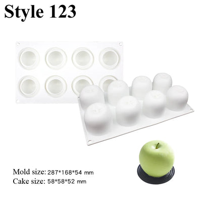 SHENHONG Silicone Fruit Mousse Cake Molds – Orange, Apple, Pear, Mango, Strawberry & Durian Dessert Decorating Tools