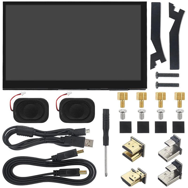 7 Inch Portable IPS Touch Screen Display – 1024x600 Monitor with Optional Speakers for Raspberry Pi 5/4B/3B+, Laptop, PC