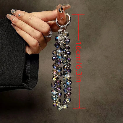 Diamond Crystal Phone Wrist Strap - Sparkling Beaded Chain Charm Clip for Universal Phone Cases