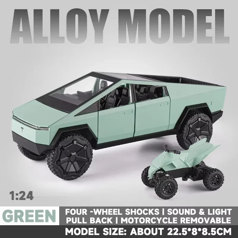 1:24 Alloy Diecast Mini Pickup Truck Model – Tesla Cybertruck Metal Toy for Boys, Kids’ Birthday & Collectible Gift