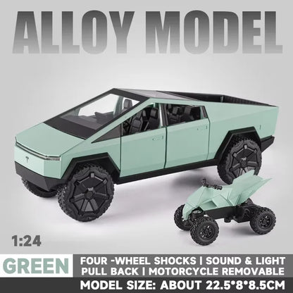 1:24 Alloy Diecast Mini Pickup Truck Model – Tesla Cybertruck Metal Toy for Boys, Kids’ Birthday & Collectible Gift