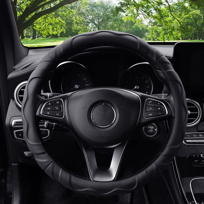 Artificial Lambskin 3D Sports Car Steering Wheel Cover — Fits 14.5-15 Inch (37-38CM) Wheels