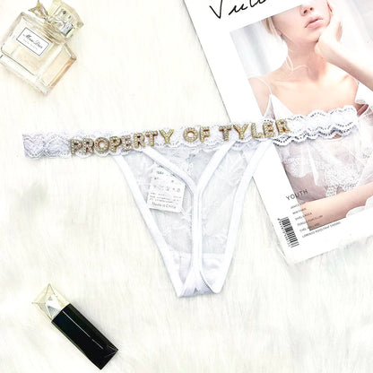 Custom Personalized Lace Thong Bikini – Sexy G-String Body Chain Lingerie with Name Letter Waist Chain Gift for Women
