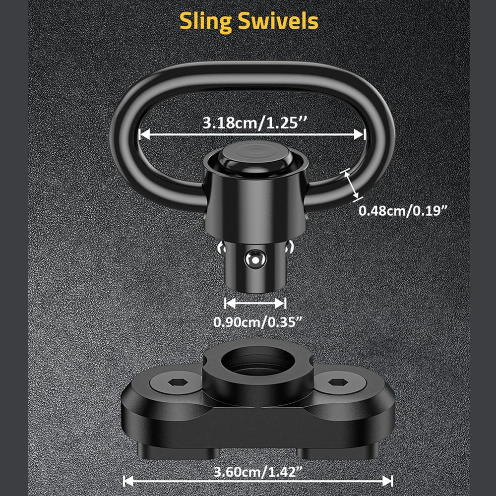2PCS Tactical QD Sling Swivel Mount – 360° Quick Release Adapter for Rifle, Gun Sling Buckle Attachment Accessory
