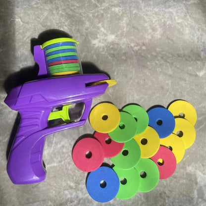 Kids Flying Disc Launcher Toy – EVA Soft Bullet & Mini Carrot Shooting Gun for Outdoor Games & Sports