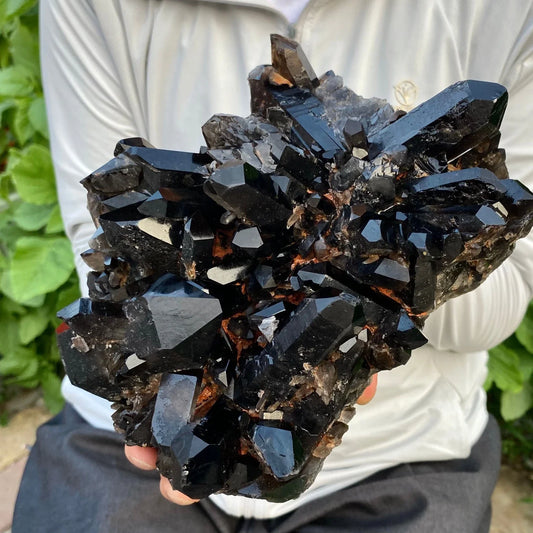 Natural Smoky Black Quartz Crystal Cluster - Large Mineral Specimen & Spiritual Energy Decor