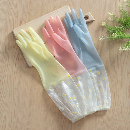 Waterproof Cleaning Gloves | Latex Household Dishwashing Gloves | Kitchen & Laundry Wear-Resistant Rubber Gloves