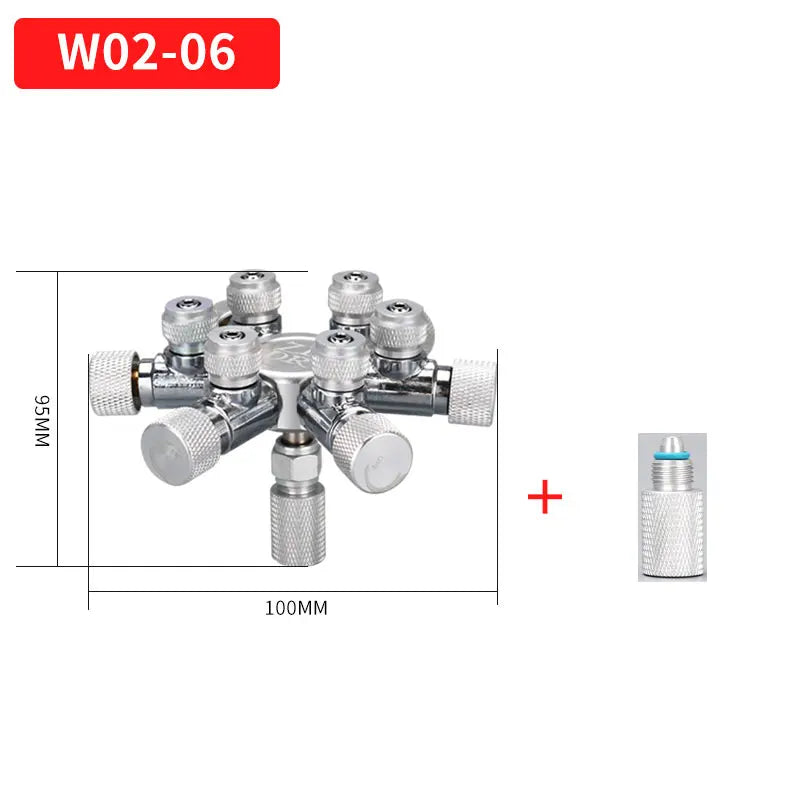 ZRDR Stainless Steel Aquarium CO2 Multi-Way Distributor – Splitter Needle Valve, Check Valve & Bubble Counter for Solenoid Regulator