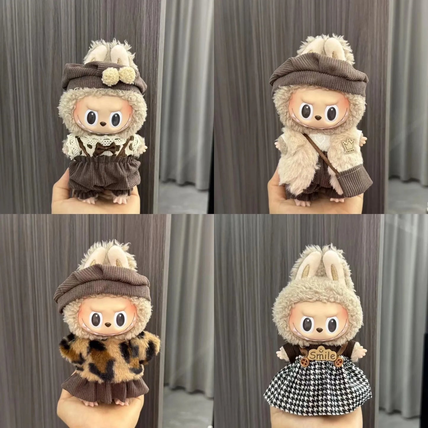 Labubu Sitting Party Series - Classic Grid Dress with Small Fragrance, v1 & v2 Doll Clothes, Kid Gift