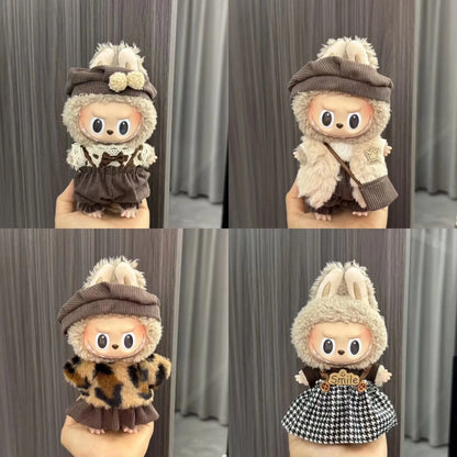 Labubu Sitting Party Series - Classic Grid Dress with Small Fragrance, v1 & v2 Doll Clothes, Kid Gift