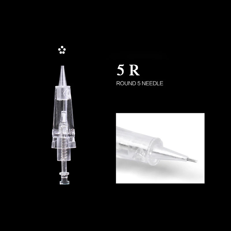 5/10PCS Microblading Bayonet Needles – 1D/1R/3R/5R/5F/Nano Cartridge for PMU Eyebrow, Lip & Eyeliner Tattoo