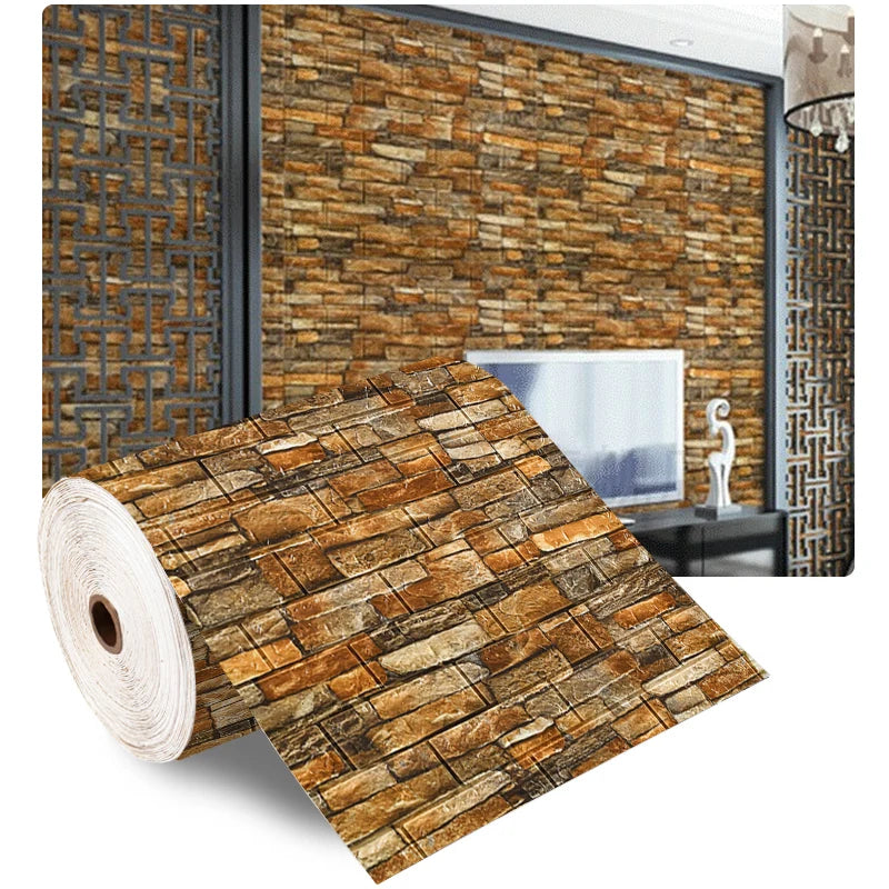 3D Self-Adhesive Foam Brick Wallpaper – Antique Waterproof Wall Stickers for Living Room & Bedroom Decoration