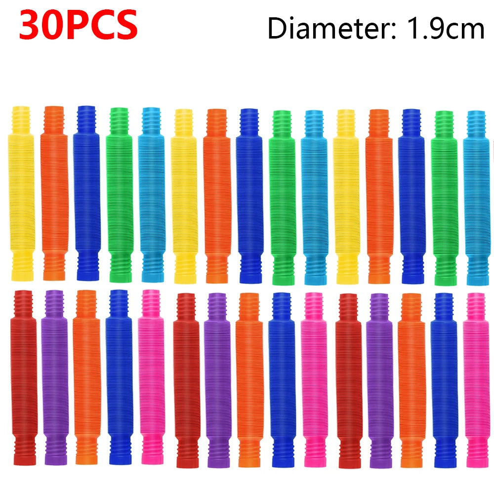 Colorful Pop Tubes Fidget Toys - Telescopic Sensory Stress Relief Toys for Kids & Adults