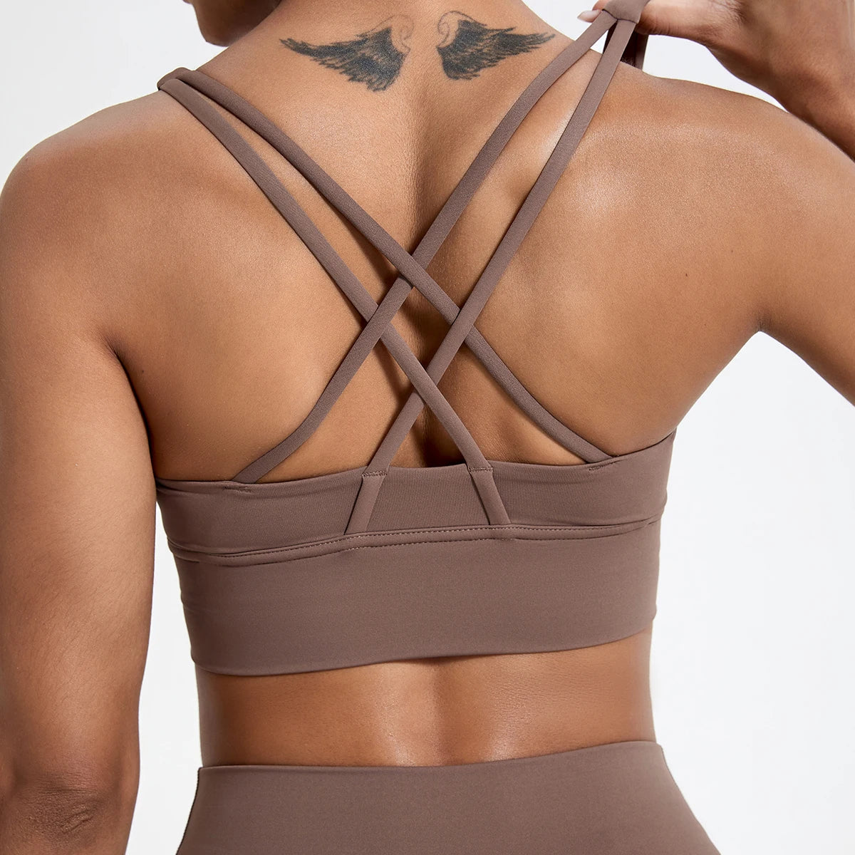 Push-Up Sports Bra for Women – Cross Back Yoga Crop Top, Shockproof Gym Fitness Bra for Running & Workout