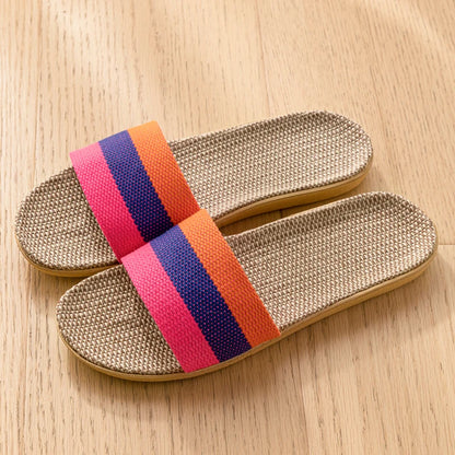 Unisex Fabric Summer Slippers – Breathable Soft Slip-On Indoor Home Shoes