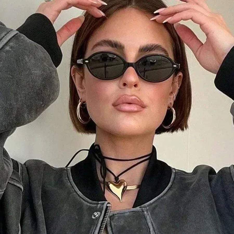 Retro Oval Rivet Sunglasses for Women & Men – UV400 Vintage Fashion Eyewear