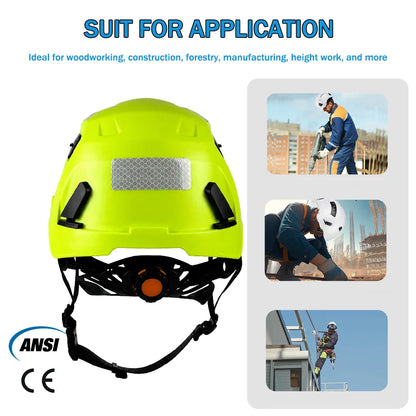 ANSI CE Safety Helmet - Breathable ABS Construction Hard Hat with Sliding Vents & Reflective Stickers
