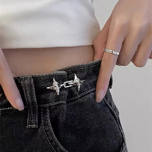 Four-Pointed Star Waist Tightening Tool – Adjustable Waist Buckle for Fashionable Jeans & Fixed Waist Style