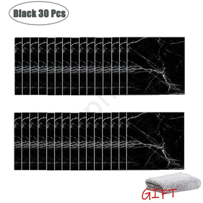10-50Pcs PVC Marble Wall Stickers — Self-Adhesive Thickened Waterproof Tile Stickers for Bathroom Kitchen Floor Home Decor