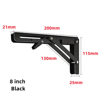 2pcs Heavy Duty Stainless Steel Folding Shelf Brackets | Collapsible Wall-Mounted L-Table Hinges for Bench & Table with Screws
