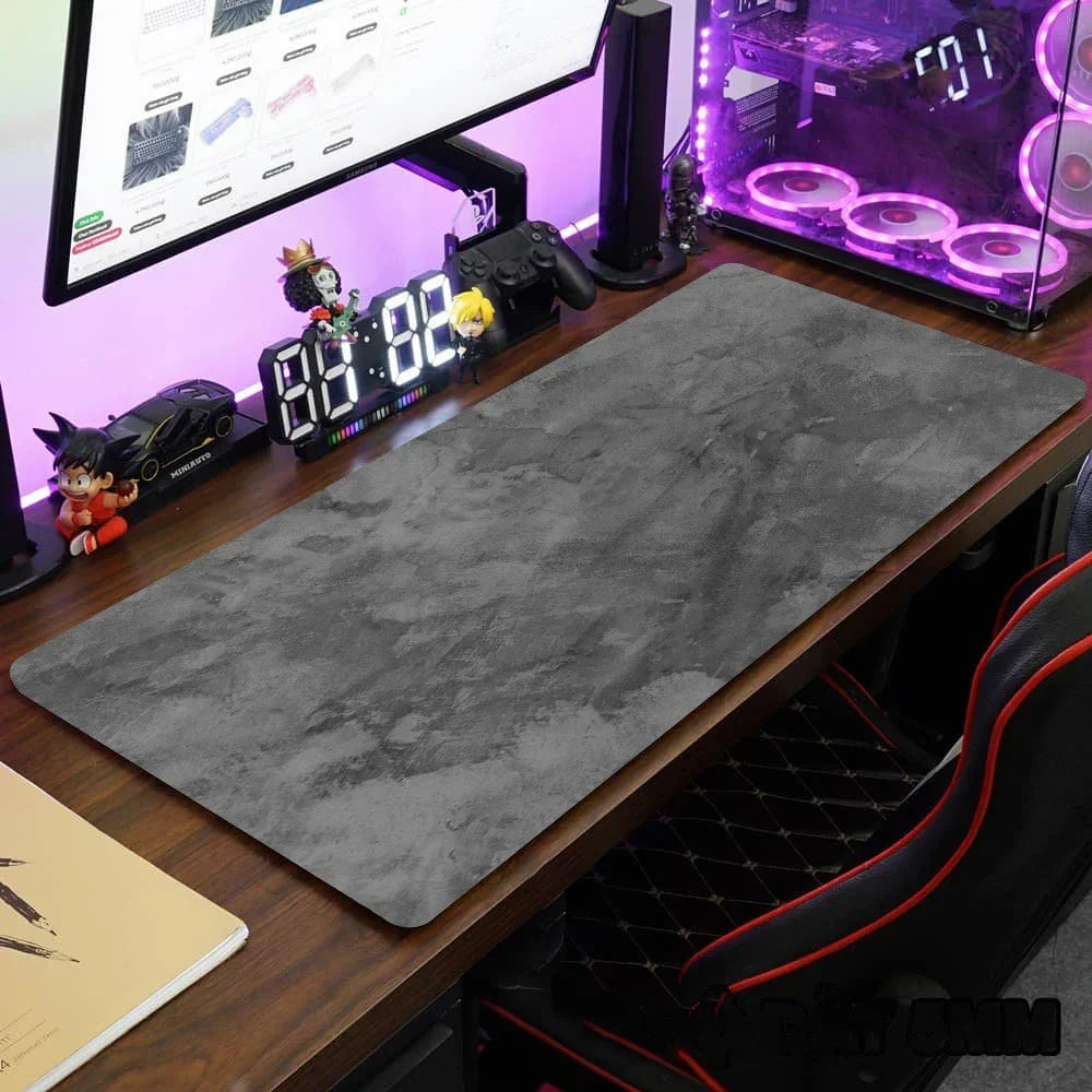 900x400mm XXL Large Desk Mouse Pad – Grey Gaming Keyboard Mat with Overlock Edge, Anti-Slip Computer Desk Mat Accessories