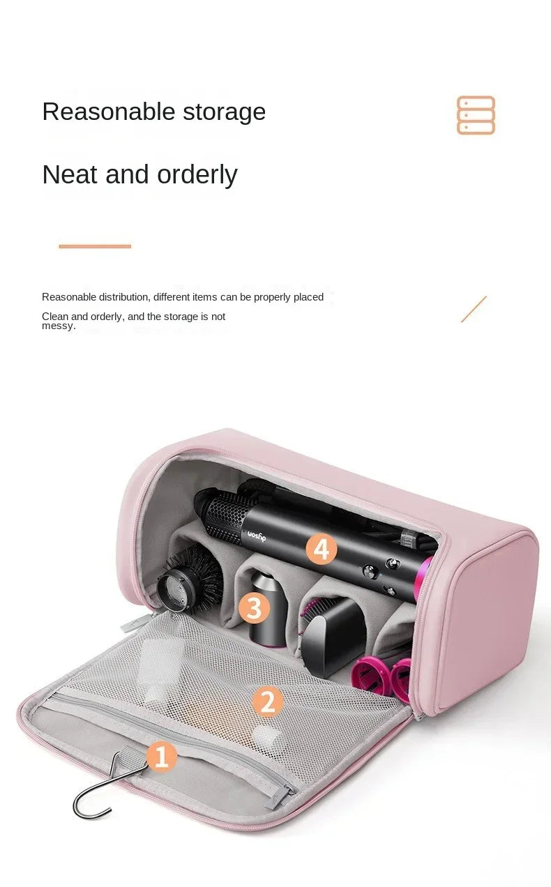 Portable Hanging Hair Dryer Case – Waterproof Non-Slip Storage Bag with Hideable Hook & Large Capacity for Hair Tools