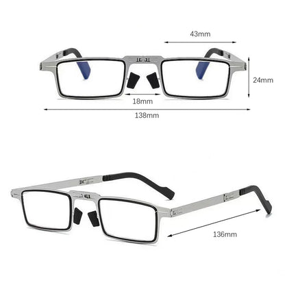 Portable Smart Folding Reading Glasses: Blue Light Blocking Metal Eyeglasses for Men - Round and Square Frames, Diopters for Presbyopia