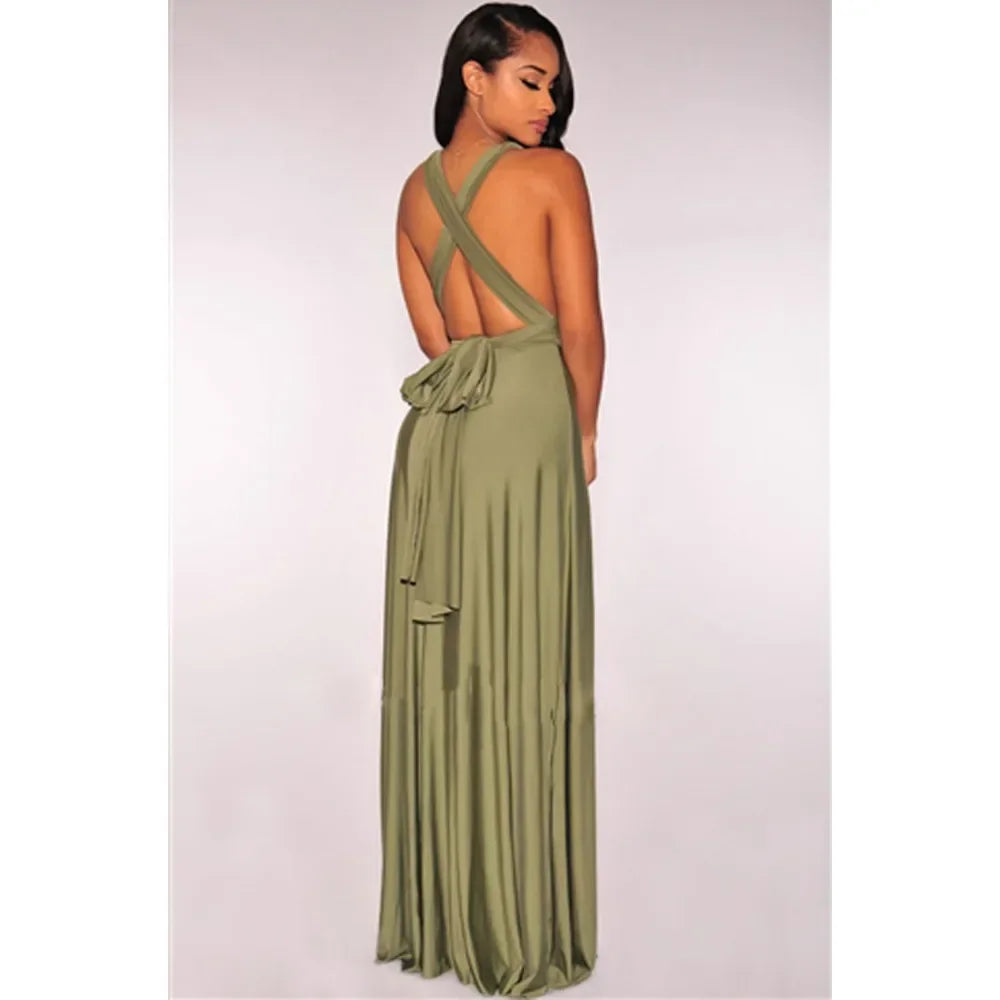 Women’s Summer Sexy V-Neck Maxi Dress – Multi-Wear Strappy Long Party Dress