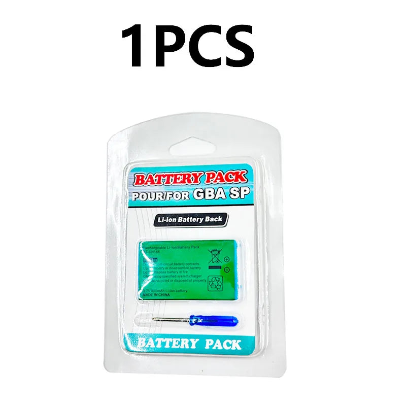Rechargeable 850mAh Lithium-Ion Battery Pack with Screwdriver — Replacement for Game Boy Advance GBA SP 896C