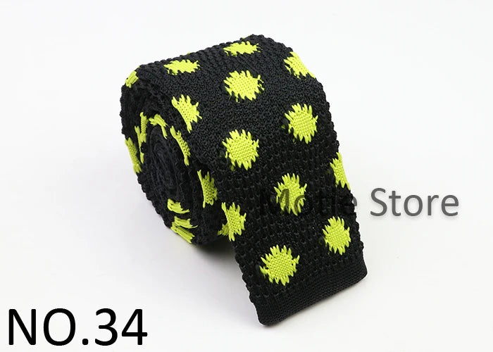 Classic Knit Neck Tie for Men — 6cm Plaid & Dots Casual Business Wedding Tie