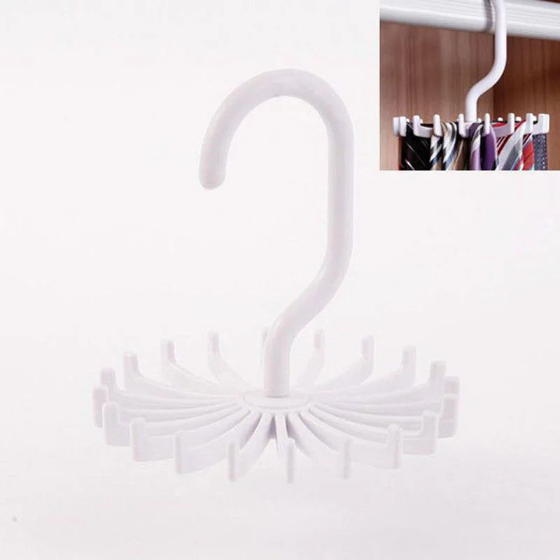 Rotating Hook Holder Rack - Space-Saving Tie, Belt, and Scarf Hanger for Closet Organization
