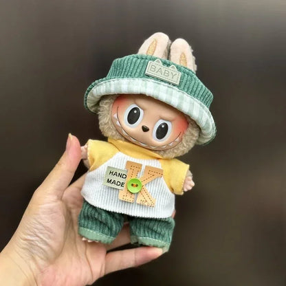 Mini Plush Doll Clothes Set – Kpop EXO Labubu Idol Overalls Outfit for 15-17cm Dolls, Clothing Gift
