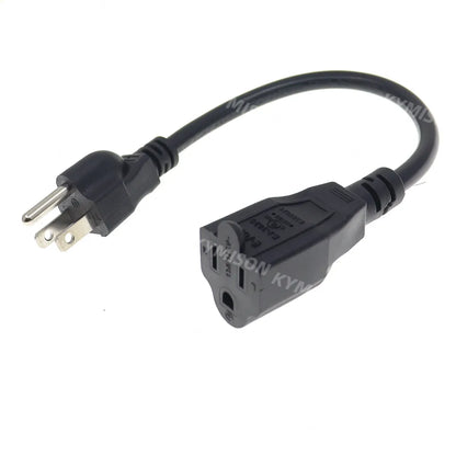 USA 3-Prong Extension Power Cord – NEMA 5-15P to 5-15R Plug Socket, 0.3m/0.5m/1m/2m Length Options