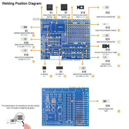 SMD SMT Soldering Practice Board DIY Electronic Project Kit - LED Transistor Components Training Board for Beginners