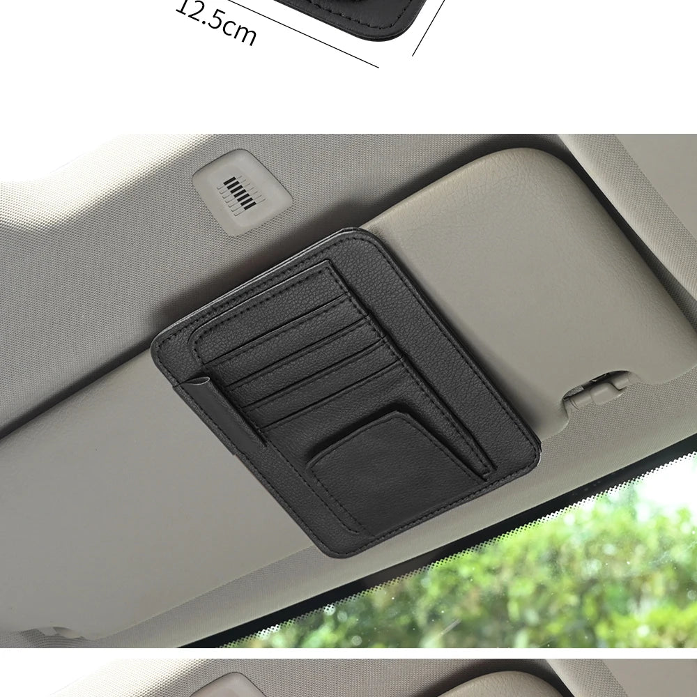 Car Visor Organizer – Multi-Pocket Pouch Bag for Cards, Glasses & Storage, Scratch-Resistant Auto Visor Holder for Car Interior