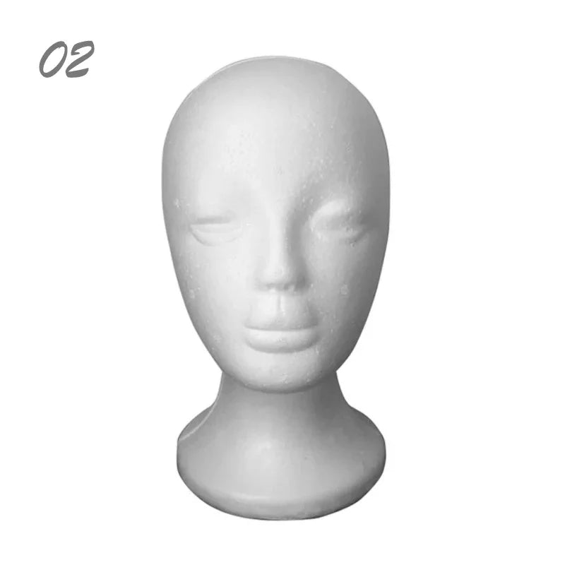 Female & Male Foam Mannequin Head — White Styrofoam Display Stand for Hats, Wigs, Glasses & Accessories