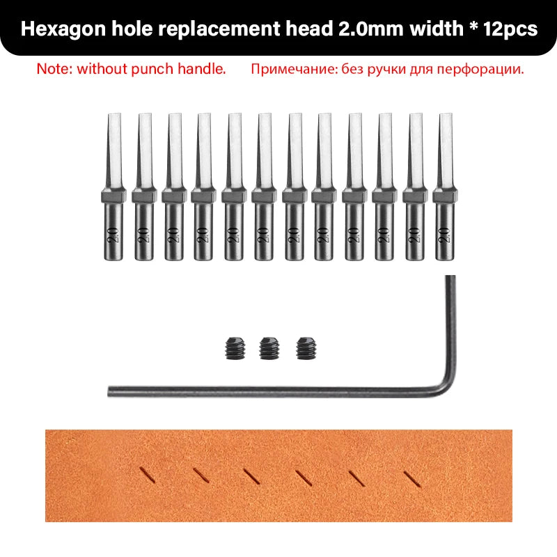 WUTA 3G Replaceable Leather Punch Heads – Diamond, Olive & Round Hole Pricking Irons for DIY Leathercraft